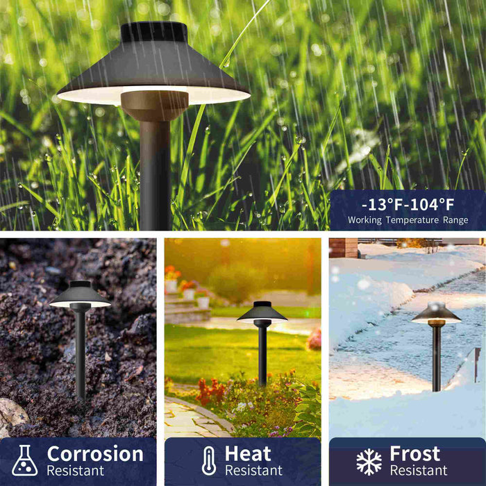 Gardenreet Solid Brass Low Voltage Landscape Pathway Light, LED Outdoor Accent Path and Area Light(Hat 2401) - Sweatfully