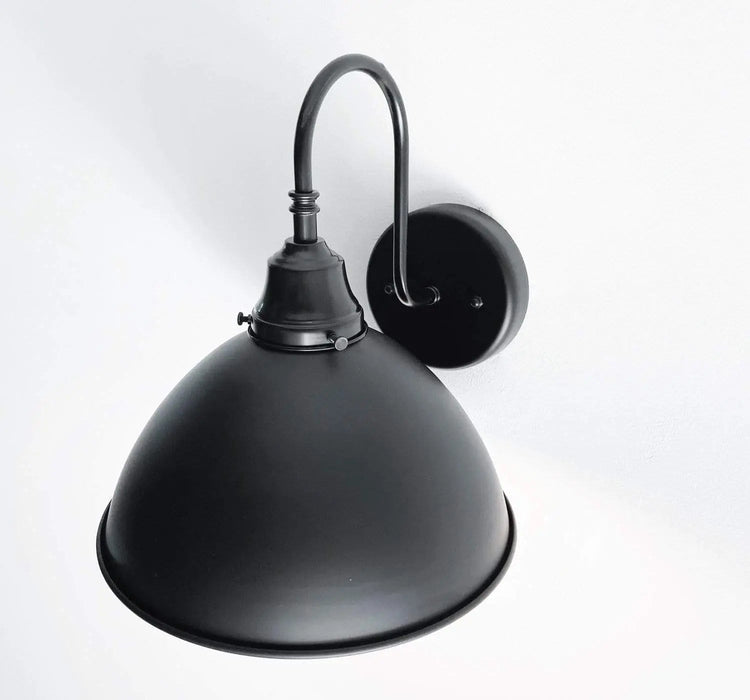 Large Black Enamel Farmhouse Wall Sconce Lighting - Sweatfully