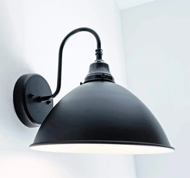 Large Black Enamel Farmhouse Wall Sconce Lighting - Sweatfully