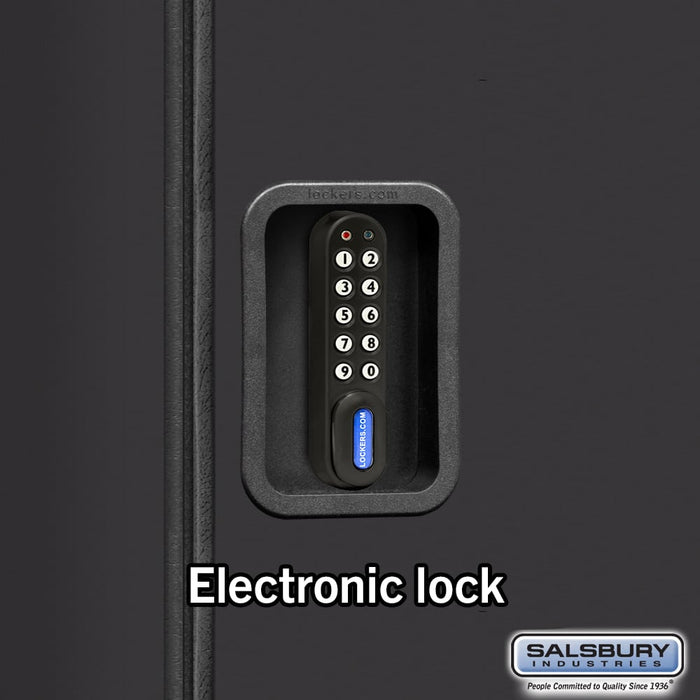 Salsbury 18" Wide Double Tier Designer Wood Locker - 3 Wide - 6 Feet High - 18 Inches Deep - Black - Black Electronic Locks - Sweatfully