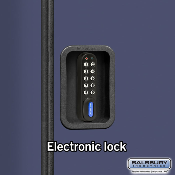 Salsbury 18" Wide Double Tier Designer Wood Locker - 3 Wide - 6 Feet High - 18 Inches Deep - Blue - Black Electronic Locks - Sweatfully