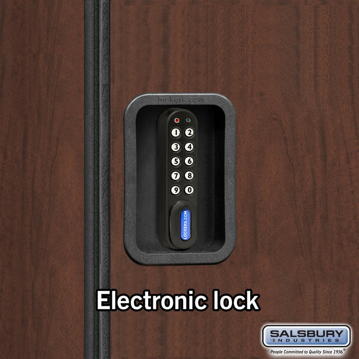 Salsbury 18" Wide Double Tier Designer Wood Locker - 1 Wide - 6 Feet High - 24 Inches Deep - Mahogany - Black Electronic Locks - Sweatfully