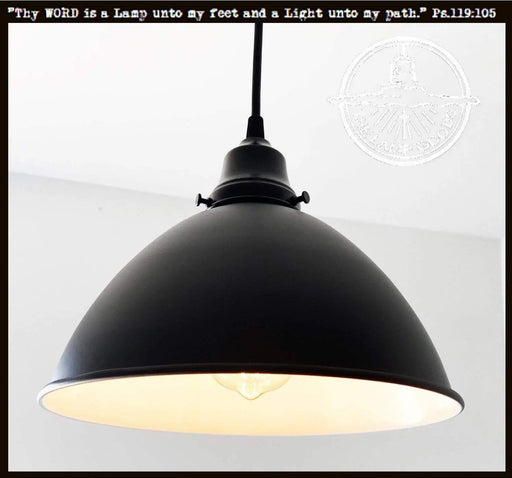 Large Black Enamel Farmhouse Pendant Light - Sweatfully