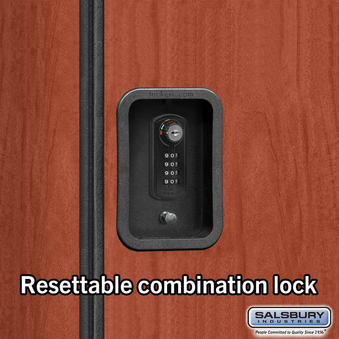 Salsbury 18" Wide Double Tier Designer Wood Locker - 3 Wide - 6 Feet High - 21 Inches Deep - Cherry - Black Resettable Combination Locks - Sweatfully
