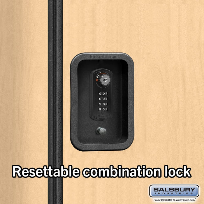 Salsbury 12" Wide Five Tier Box Style Designer Wood Locker - 1 Wide - 5 Feet High - 18 Inches Deep - Maple - Black Resettable Combination Locks - Sweatfully