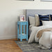 Blue Rectangle Wood Side Table - Sweatfully
