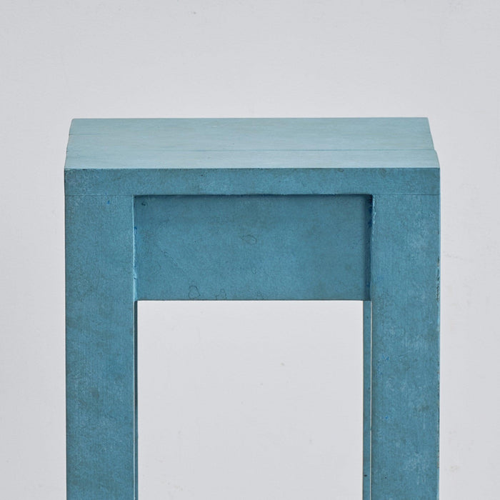 Blue Rectangle Wood Side Table - Sweatfully