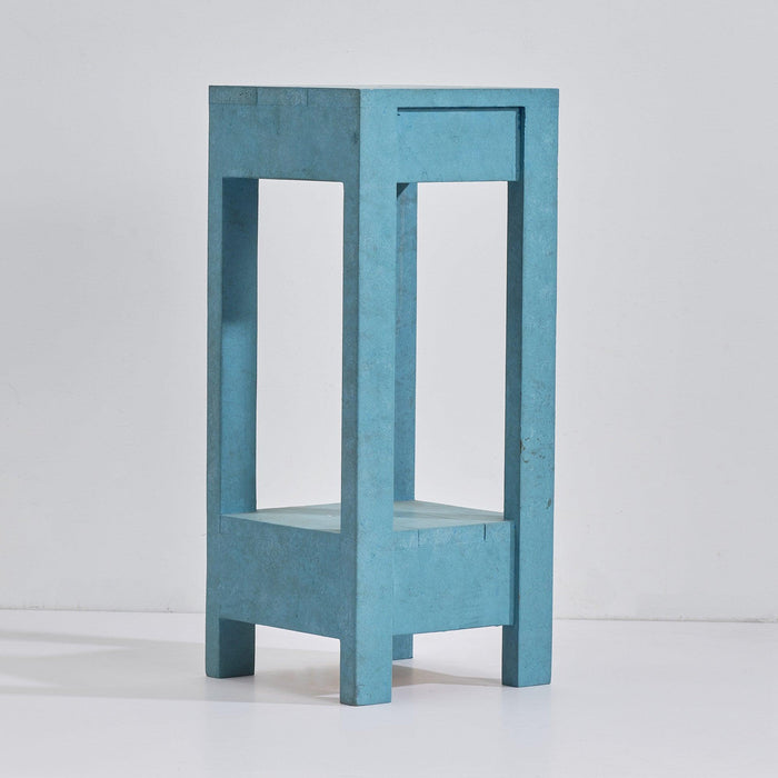 Blue Rectangle Wood Side Table - Sweatfully