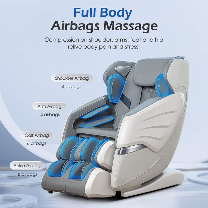 Bosscare Premium Full Body Zero Gravity Massage Chair With Ai Voice And App Control, Gray (SAK35970) - Sweatfully