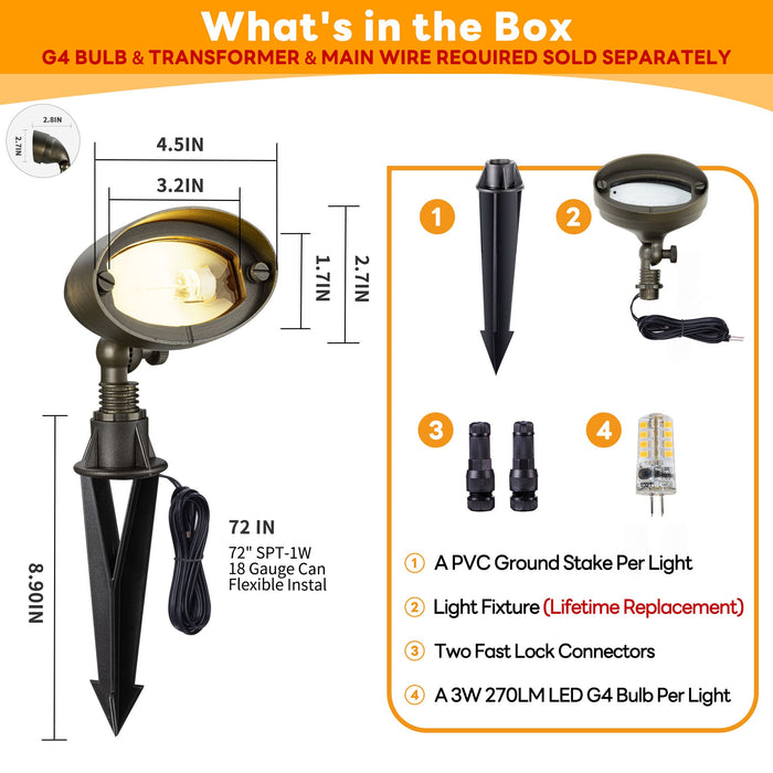 Gardenreet 12V Brass Landscape Flood Light & Wall Wash Light(Round), Low Voltage Wired Outdoor LED Flood Fixture for Wall,Tree and Buliding (2301) - Sweatfully