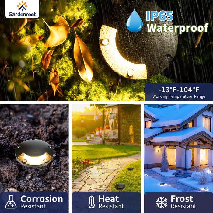 Gardenreet Brass In-ground Well Lights, Low Voltage IP65 Waterproof 12V LED Outdoor Landscape Lighting(One-Direction Turret 2204A) - Sweatfully
