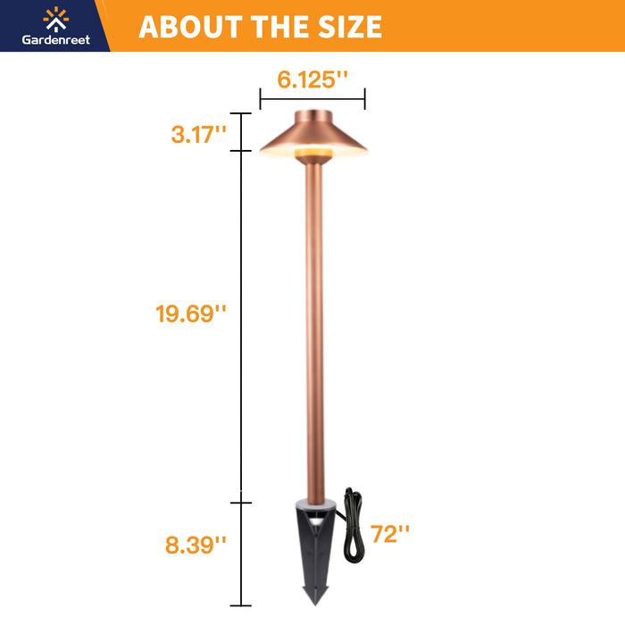 Gardenreet Solid Brass Low Voltage Landscape Pathway Light, LED Outdoor Accent Path and Area Light(Hat 2401) - Sweatfully
