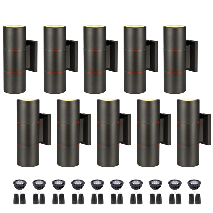 Gardenreet Solid Brass Wall Lights, 12V LED Outdoor Up And Down Sconces Lights for Porch, Patio, Garage, House (2602) - Sweatfully
