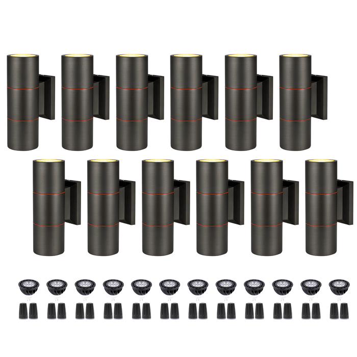 Gardenreet Solid Brass Wall Lights, 12V LED Outdoor Up And Down Sconces Lights for Porch, Patio, Garage, House (2602) - Sweatfully