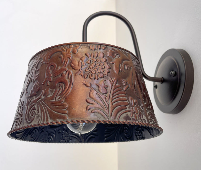 Bronze Copper Embossed Wall Sconce Light Fixture - Sweatfully