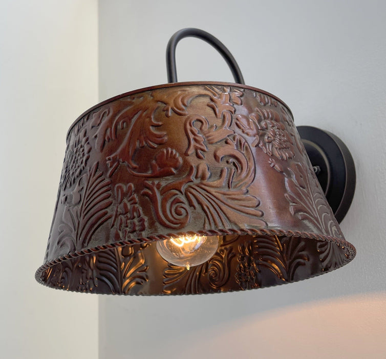 Bronze Copper Embossed Wall Sconce Light Fixture - Sweatfully