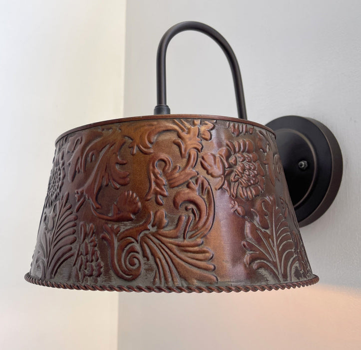 Bronze Copper Embossed Wall Sconce Light Fixture - Sweatfully