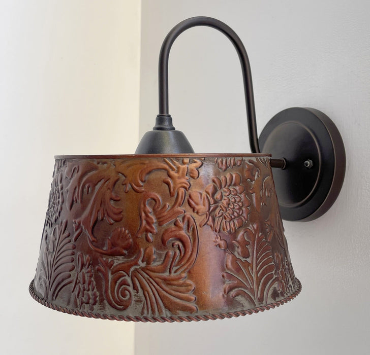 Bronze Copper Embossed Wall Sconce Light Fixture - Sweatfully