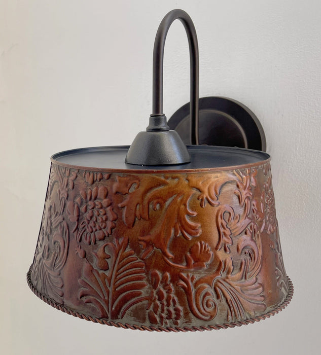 Bronze Copper Embossed Wall Sconce Light Fixture - Sweatfully