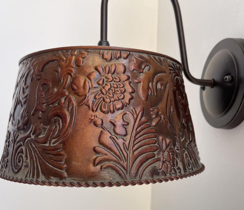 Bronze Copper Embossed Wall Sconce Light Fixture - Sweatfully