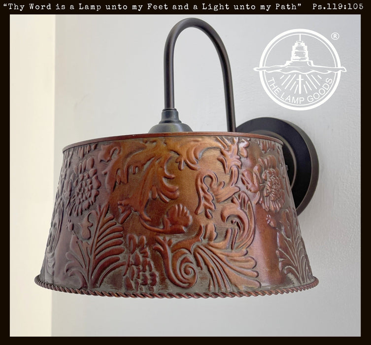 Bronze Copper Embossed Wall Sconce Light Fixture - Sweatfully