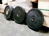 7' Stainless Steel Bushing Olympic Bar and Bumper Plate Set - Sweatfully