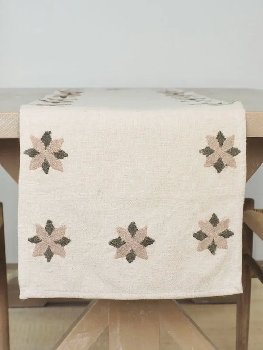 Embroidered Star Table Runner Green - Sweatfully