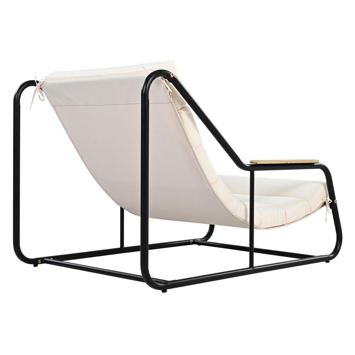 Outdoor Chaise Lounge Chairs Set of 3 with Acacia Side Table, Pool Lounge Chairs for Lawn, Deck, Beach - Sweatfully