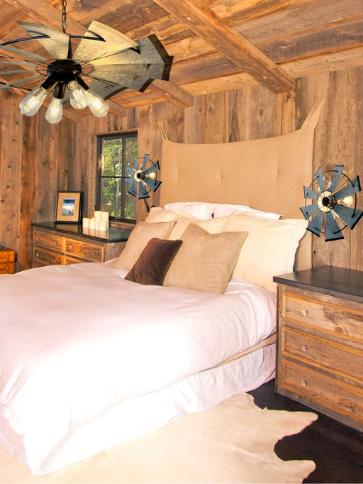 Galvanized Windmill Farmhouse Wall Sconce Light - Sweatfully