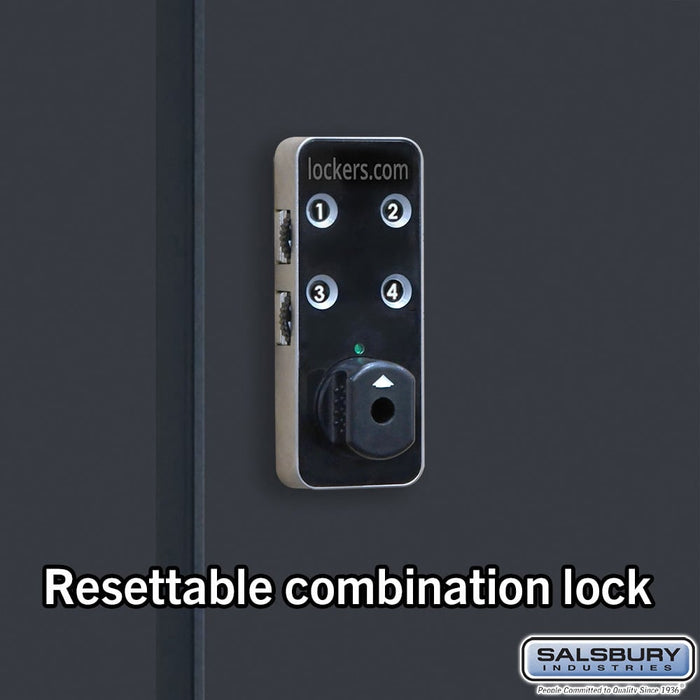 Salsbury 15" Wide Premier Wood Locker - Four Tier - 1 Wide - 6 Feet High - 24" Deep - Carbon Mesh - Resettable Combination Locks - Sweatfully