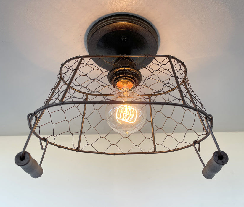 CHICKEN WIRE Farmhouse Ceiling Light - Rectangular - Sweatfully