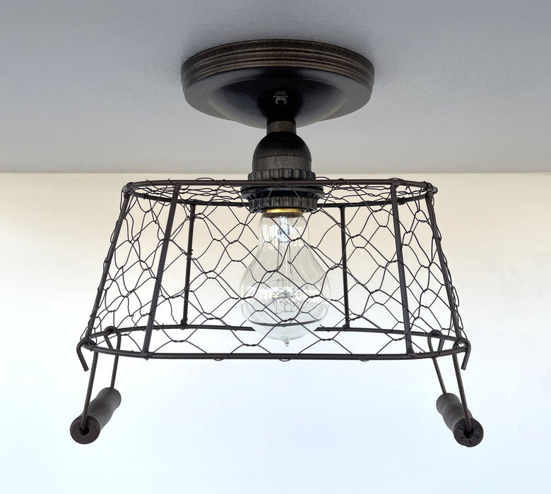 CHICKEN WIRE Farmhouse Ceiling Light - Rectangular - Sweatfully