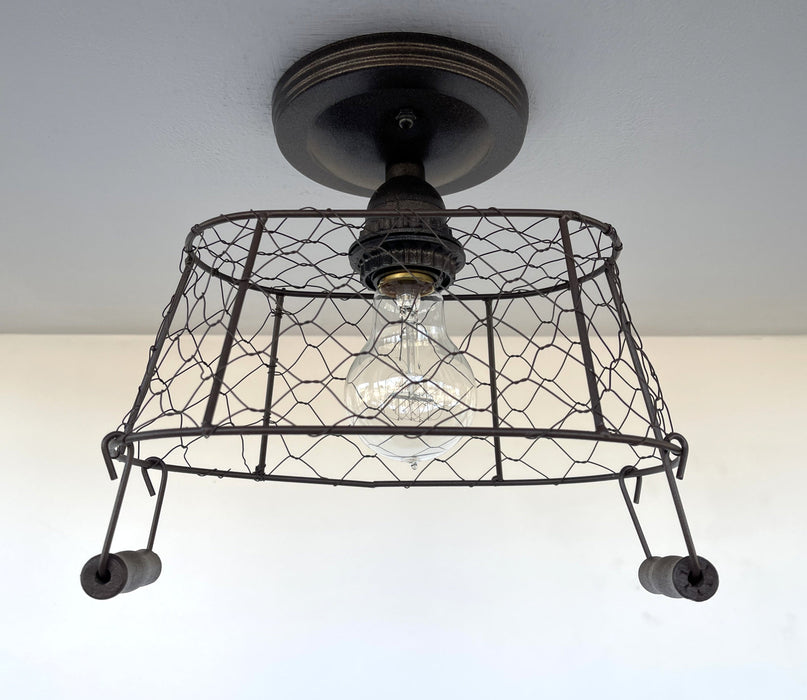 CHICKEN WIRE Farmhouse Ceiling Light - Rectangular - Sweatfully