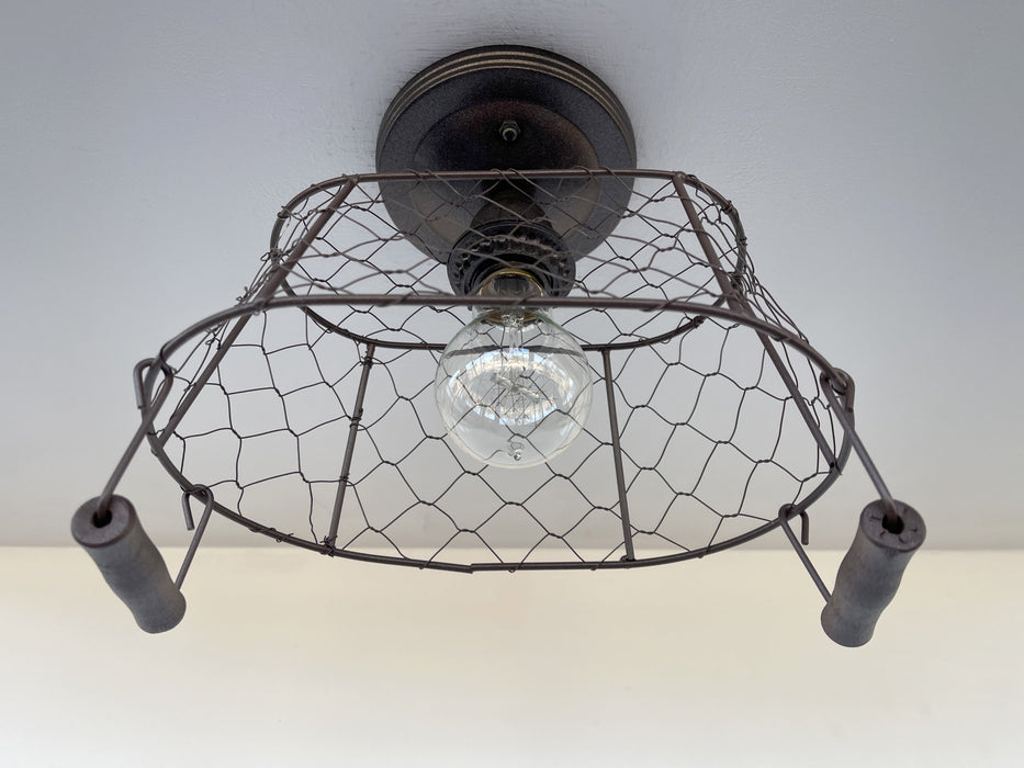 CHICKEN WIRE Farmhouse Ceiling Light - Rectangular - Sweatfully