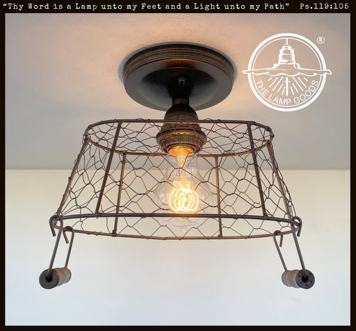 CHICKEN WIRE Farmhouse Ceiling Light - Rectangular - Sweatfully