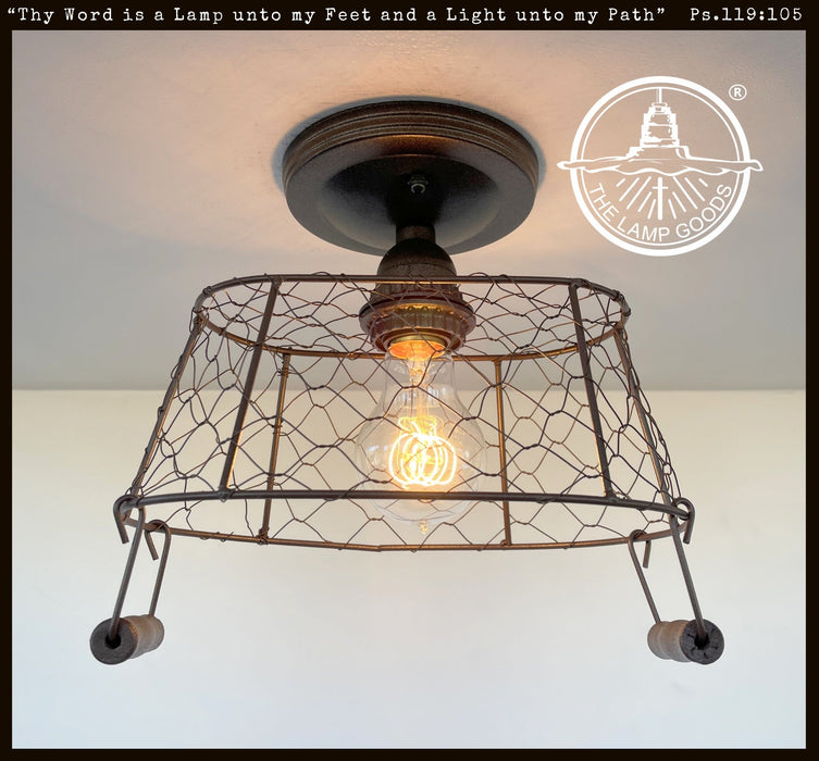 CHICKEN WIRE Farmhouse Ceiling Light - Rectangular - Sweatfully