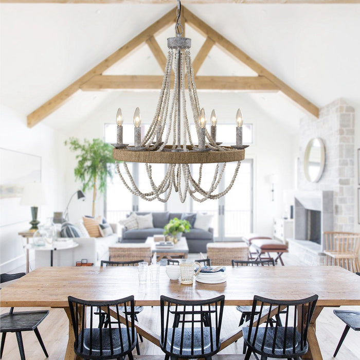 Chokio 6-Light Wood Bead Chandelier - Sweatfully