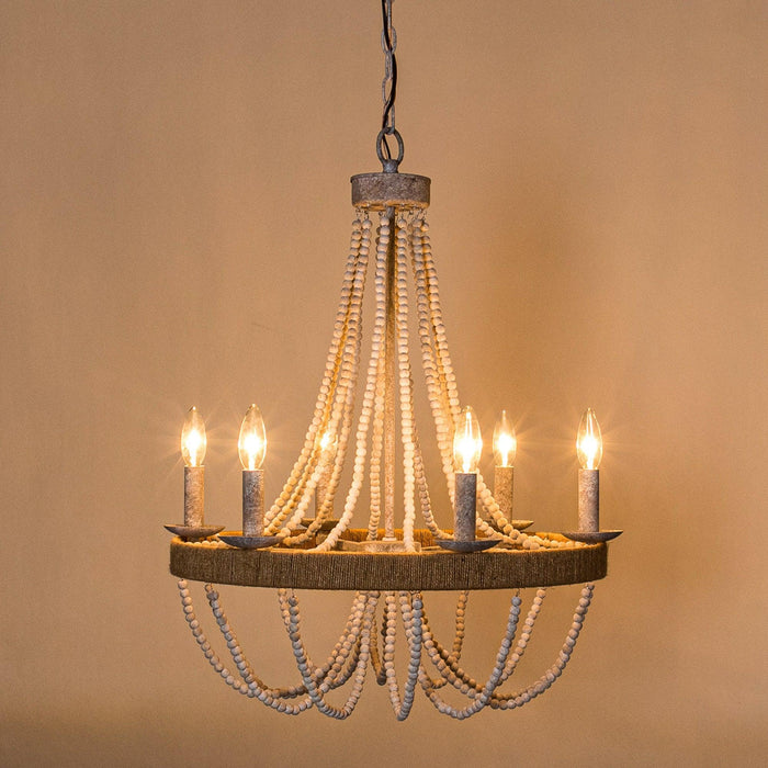Chokio 6-Light Wood Bead Chandelier - Sweatfully