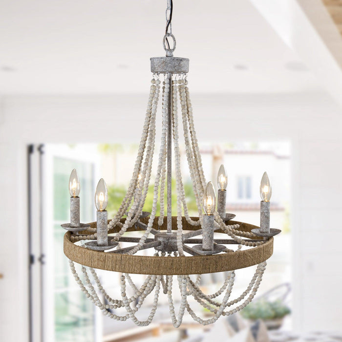 Chokio 6-Light Wood Bead Chandelier - Sweatfully