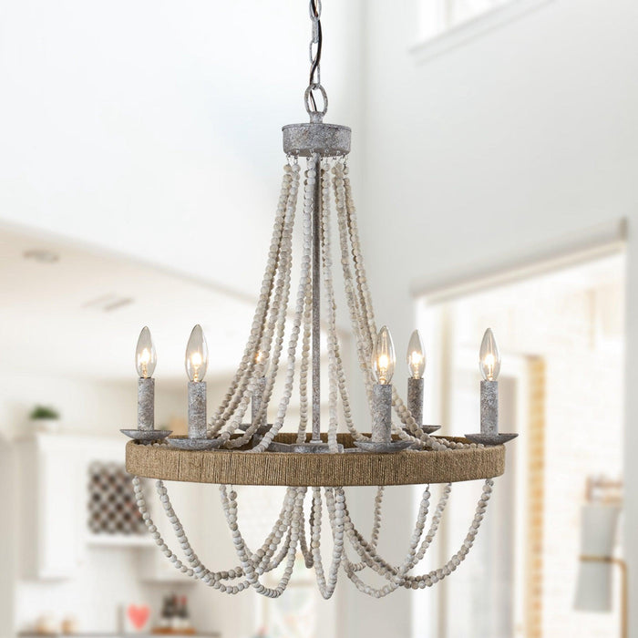 Chokio 6-Light Wood Bead Chandelier - Sweatfully