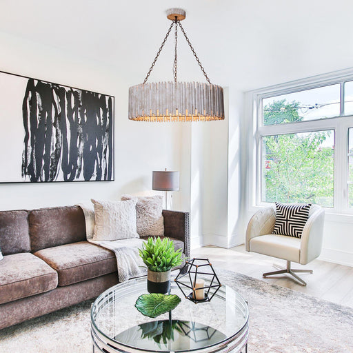 Chouinard 3-Light Natural Wooden Drum Chandelier - Sweatfully