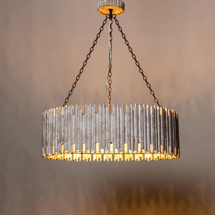 Chouinard 3-Light Natural Wooden Drum Chandelier - Sweatfully