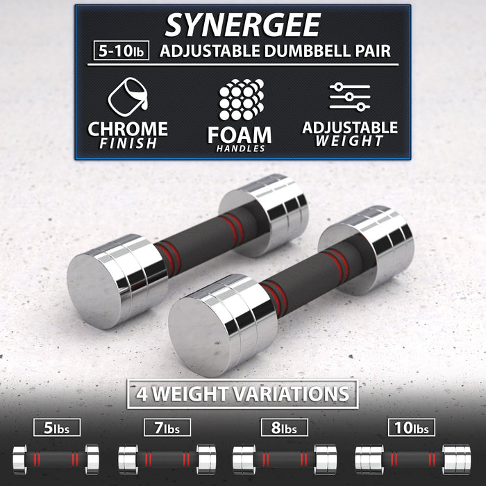 Synergee Adjustable Chrome Dumbbells - Sweatfully