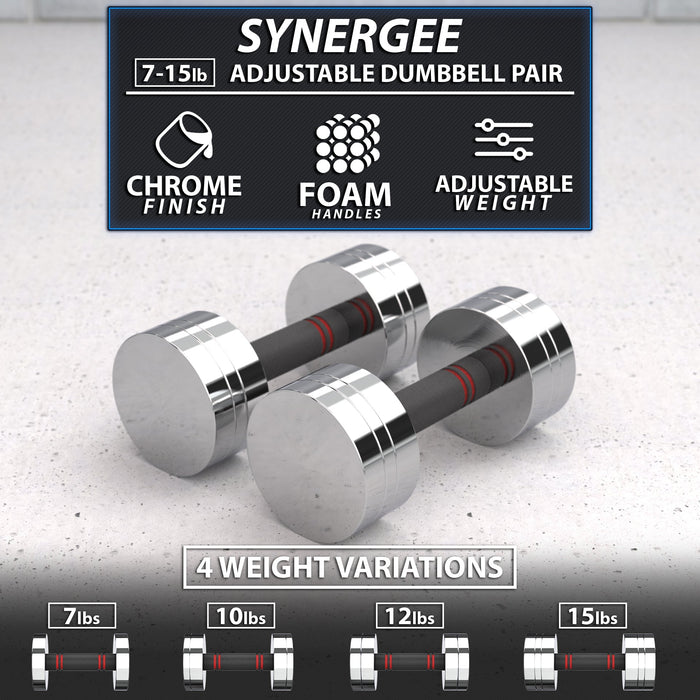 Synergee Adjustable Chrome Dumbbells - Sweatfully