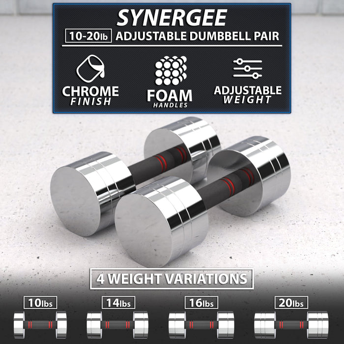 Synergee Adjustable Chrome Dumbbells - Sweatfully