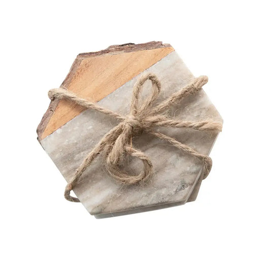 Live-edge Marble Coasters, Set of 4 - Sweatfully