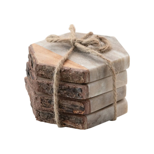 Live-edge Marble Coasters, Set of 4 - Sweatfully