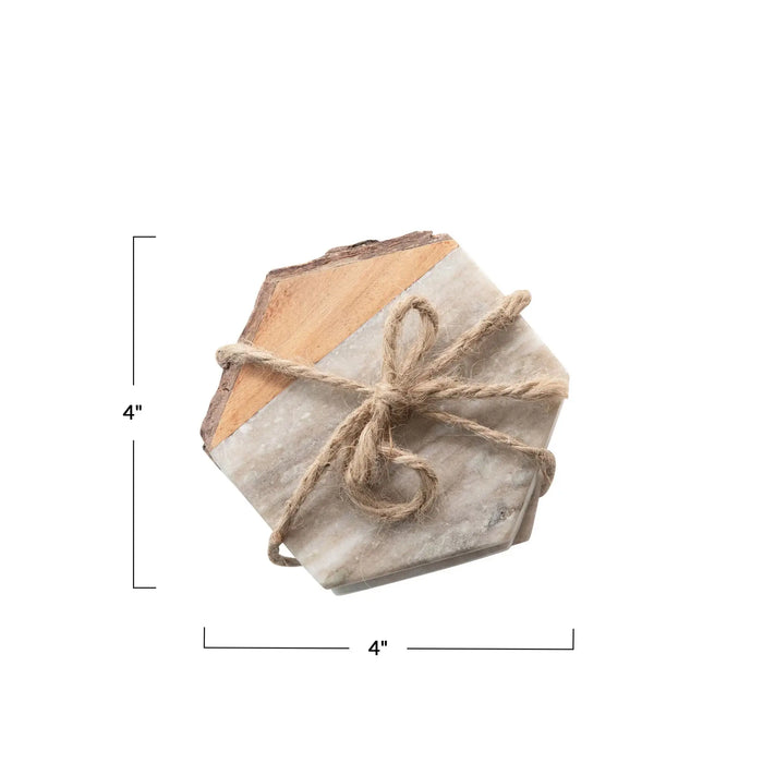 Live-edge Marble Coasters, Set of 4 - Sweatfully