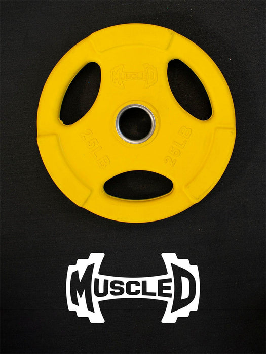 RUBBER COATED COLORED OLYMPIC PLATES: Rubber Plates, per Pair - Muscle D Fitness - Weights Pairs - Sweatfully