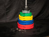 RUBBER COATED COLORED OLYMPIC PLATES: Rubber Plates, per Pair - Muscle D Fitness - Weights Pairs - Sweatfully